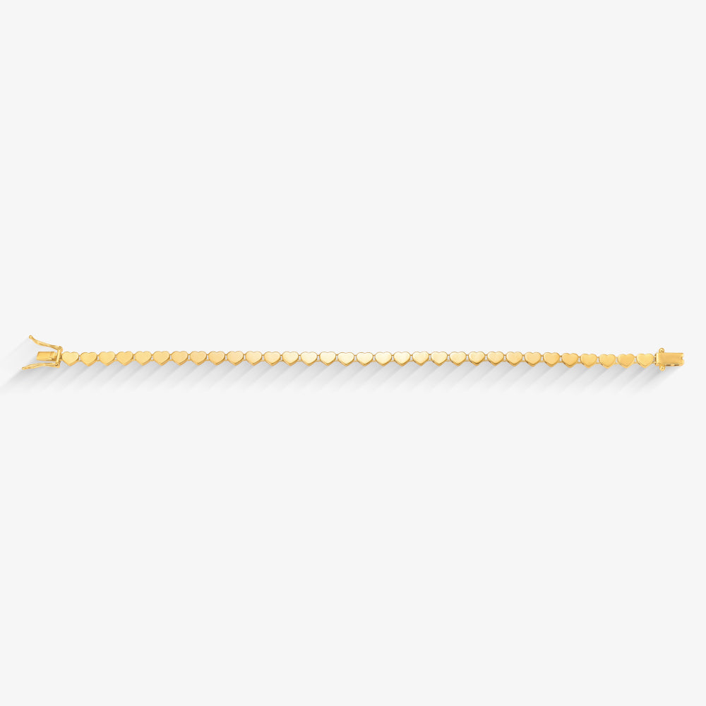 Pulseira Corações em Ouro Amarelo 18K, 20cm