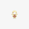 Pingente Menina Franja com Pedras Colorida em Ouro Amarelo 18K