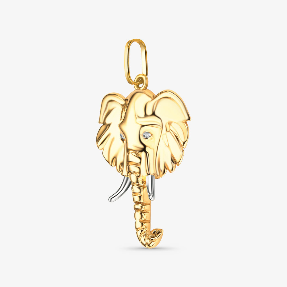 Pingente Elefante Bicolor em Ouro 18K