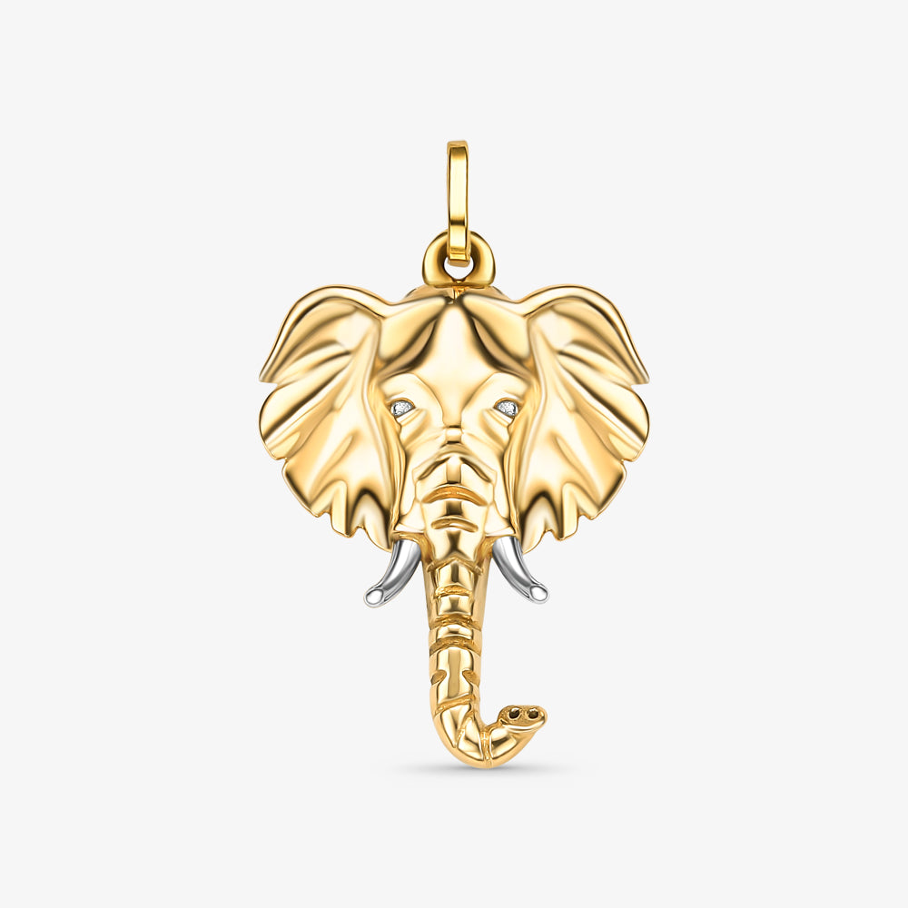 Pingente Elefante Bicolor em Ouro 18K