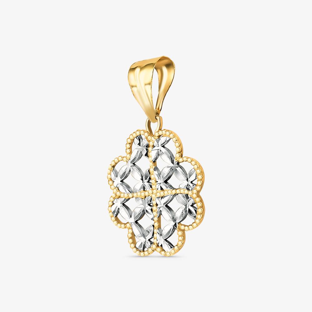 Pingente Trevo Bicolor em Ouro Amarelo 18K