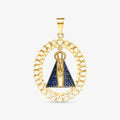Pingente N.Sra Aparecida com Pedras em Ouro Amarelo 18K