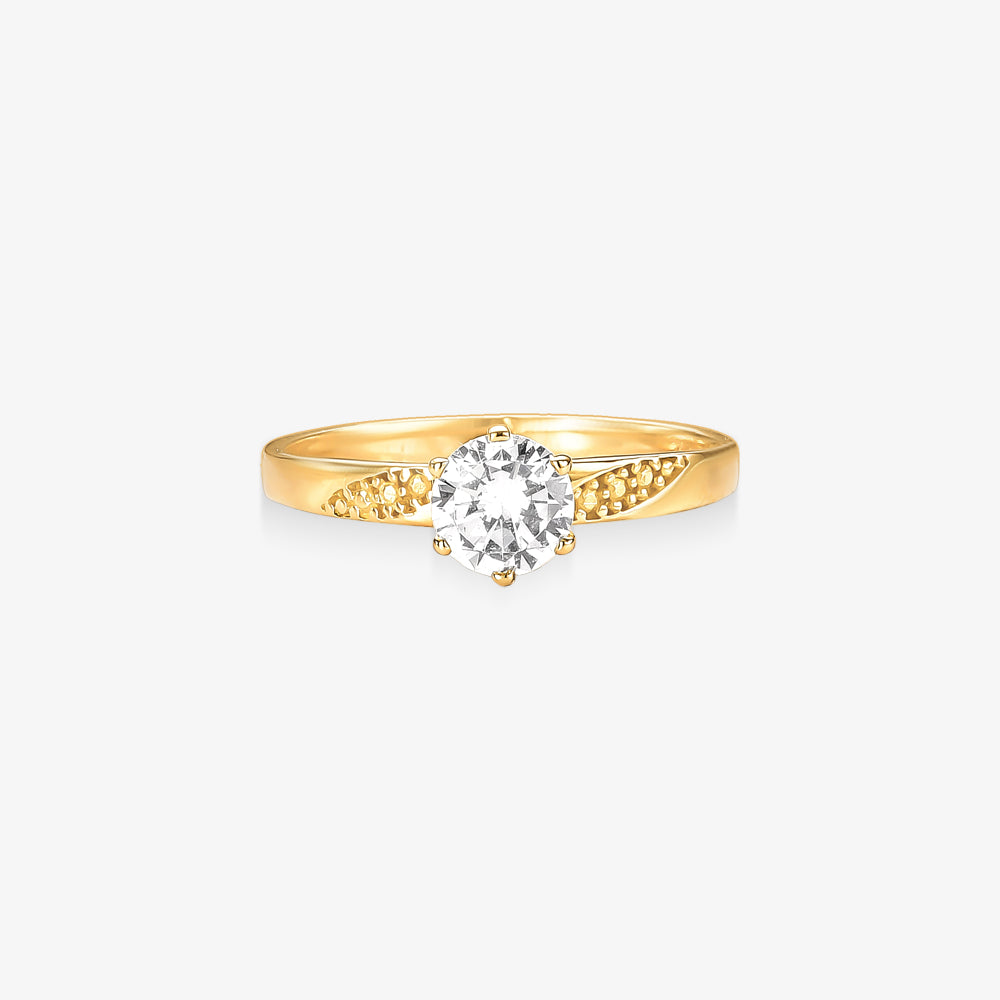 Anel Solitário Amor em Ouro Amarelo 18K