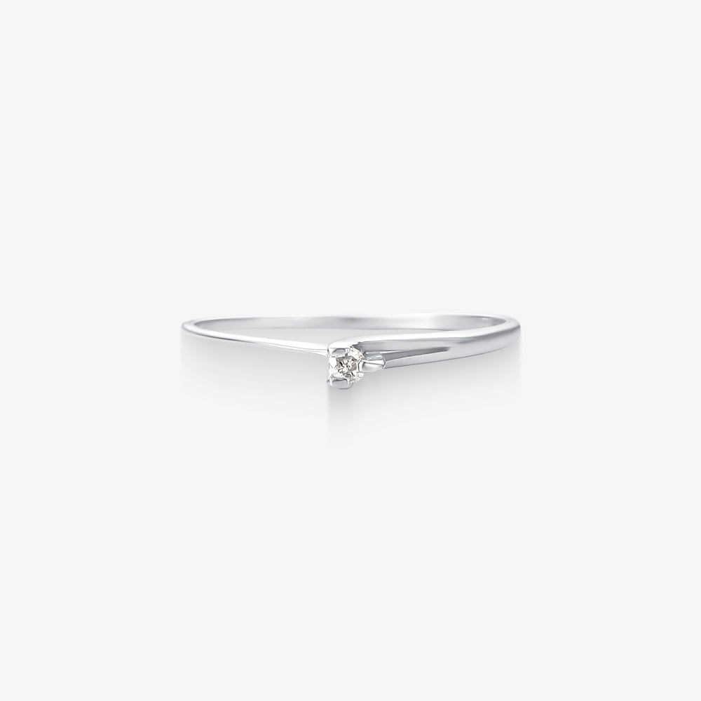 Anel Solitário Lyra com Diamante em Ouro Branco 18K