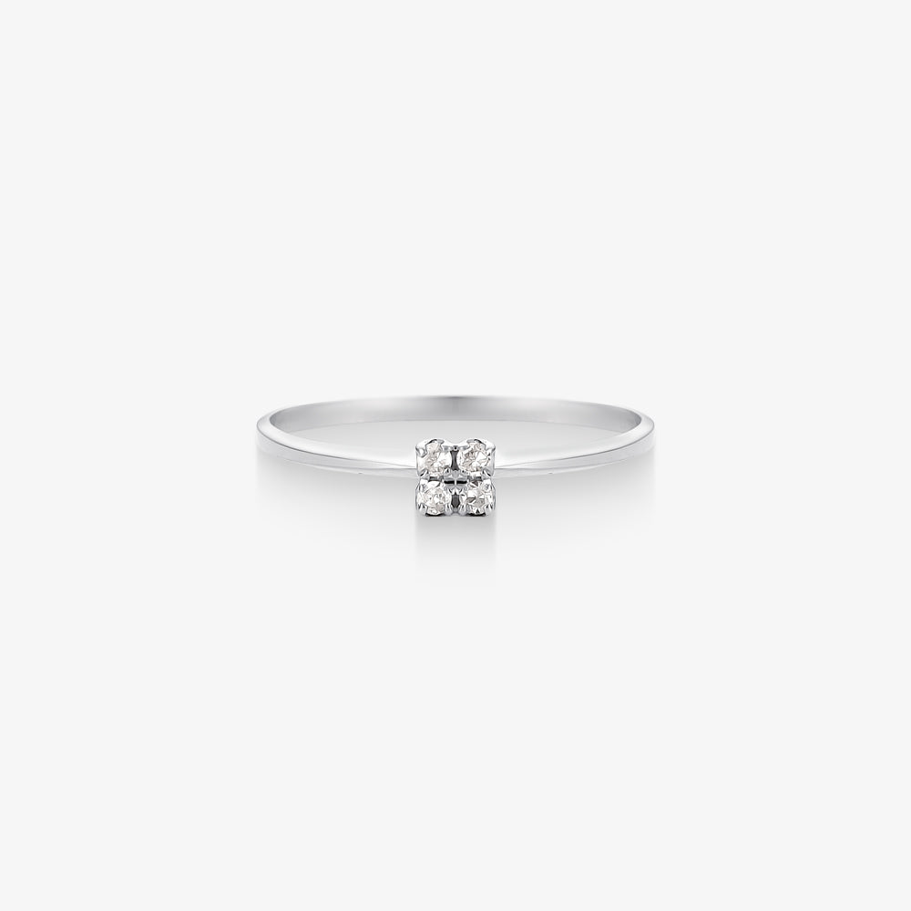 Anel Solitário Chuveiro com Diamante em Ouro Branco 18K