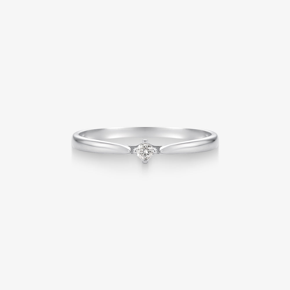 Anel Solitário Amélia com Diamante em Ouro Branco 18K