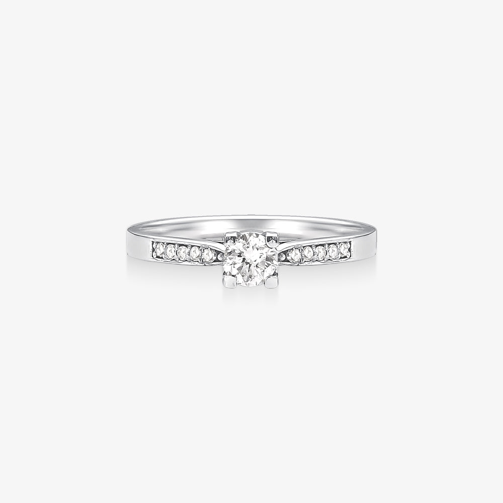 Anel Radiante com Diamante em Ouro Branco 18K