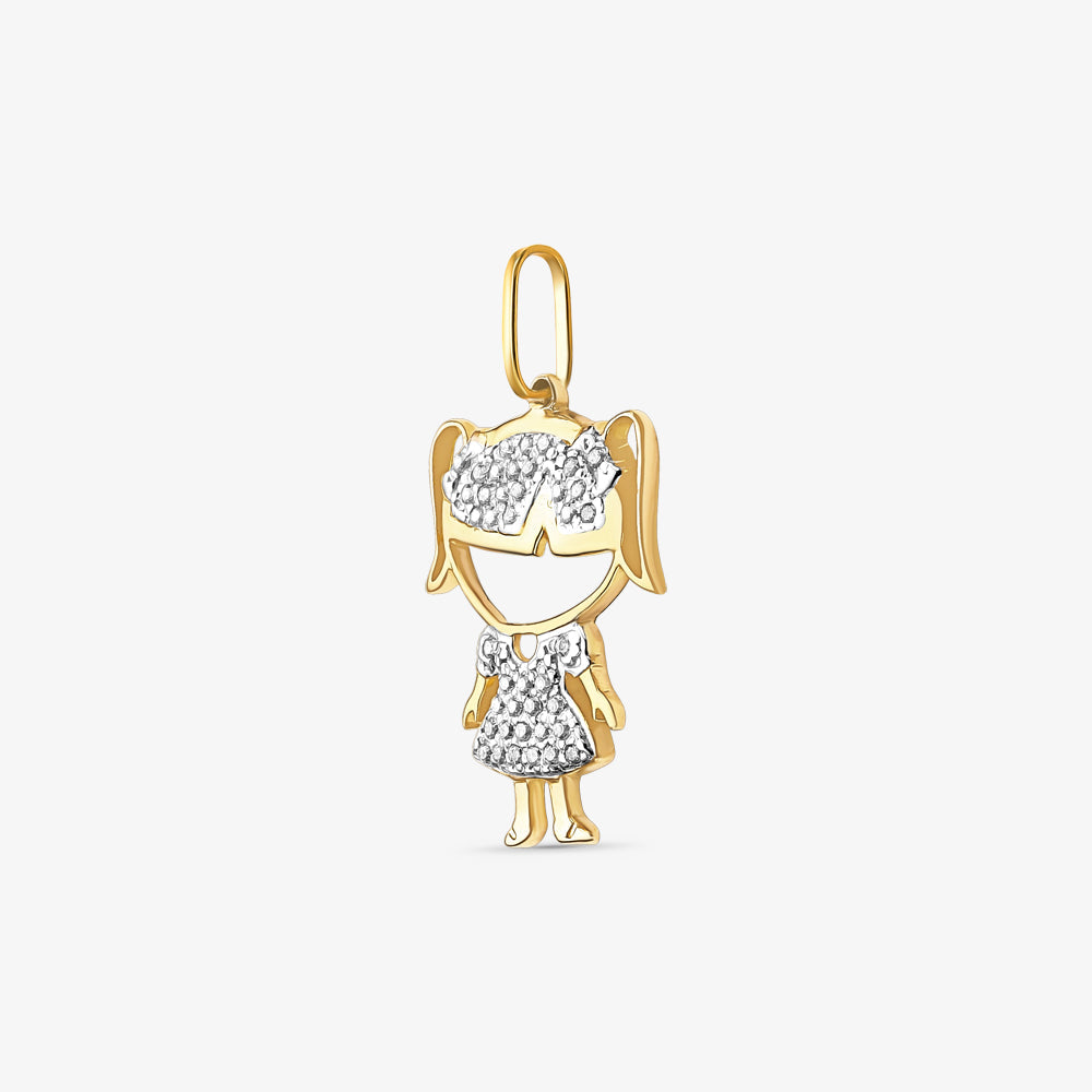 Pingente Menina com Pedra em Ouro Amarelo 18K