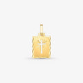Pingente Placa com Cruz em Ouro Amarelo 18K