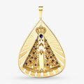 Pingente N.Sra Aparecida com Safiras Naturais em Ouro Amarelo 18K