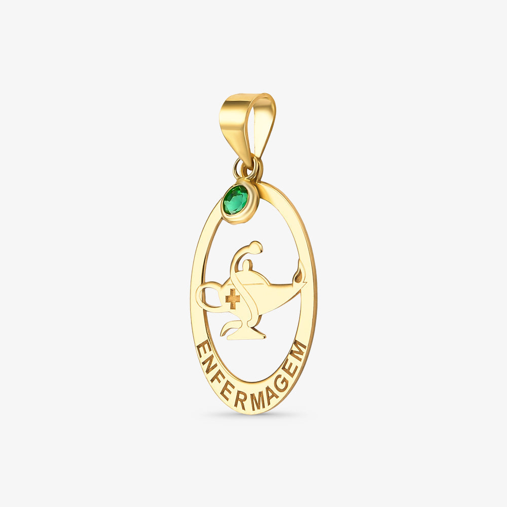 Pingente Formatura Enfermagem em Ouro Amarelo 18K