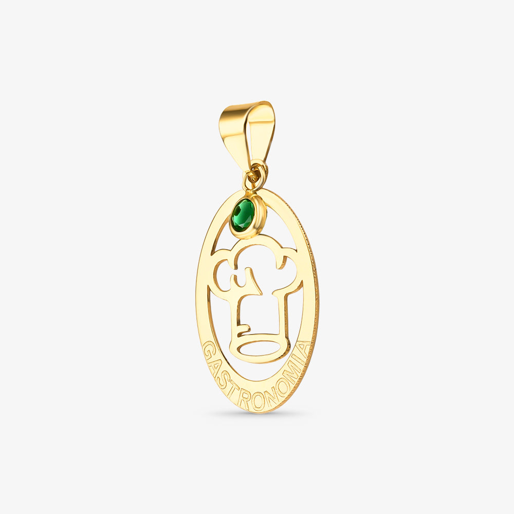 Pingente Formatura Gastronomia em Ouro Amarelo 18K