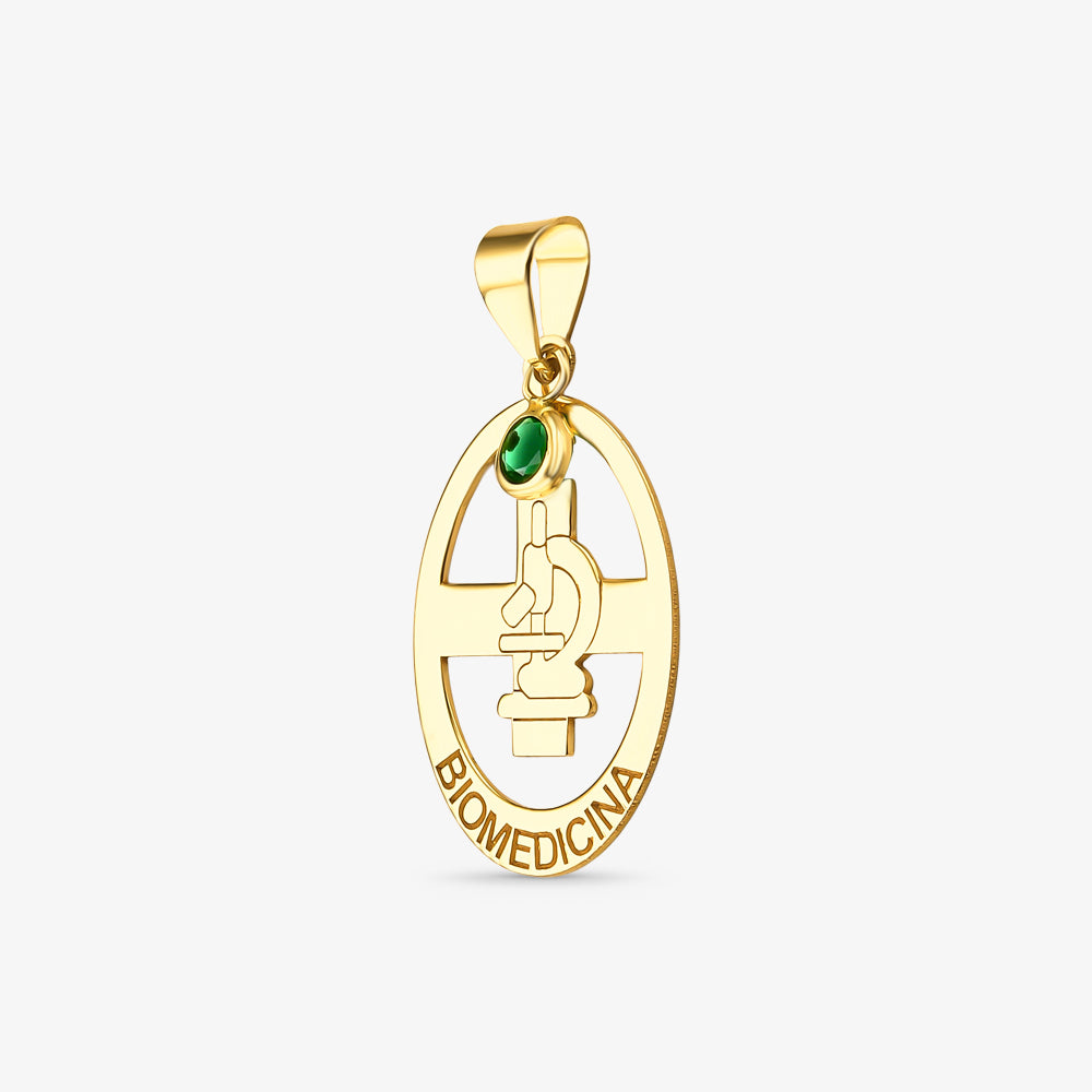 Pingente Formatura Biomedicina em Ouro Amarelo 18K
