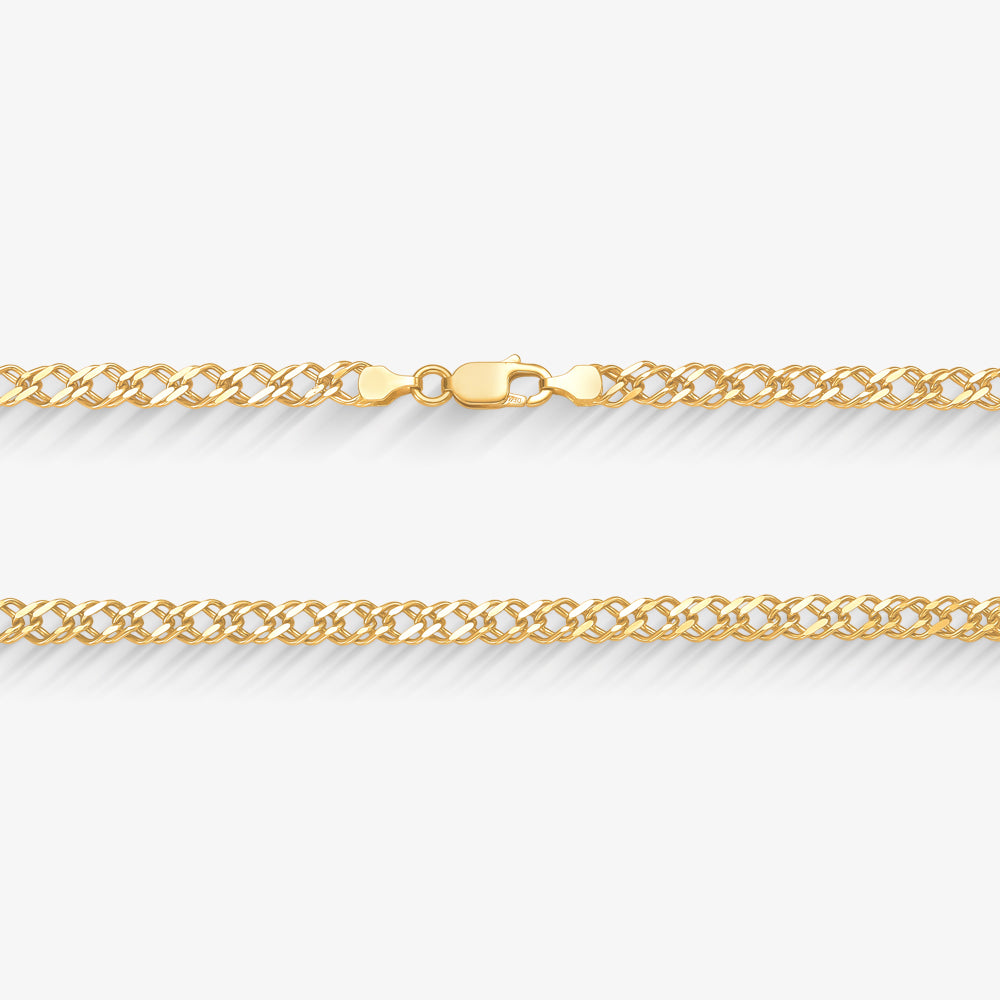 Corrente Grumet Dupla Laminada em Ouro Amarelo 18K, 60cm