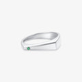 Anel FIN com Esmeralda Natural em Ouro Branco 18K