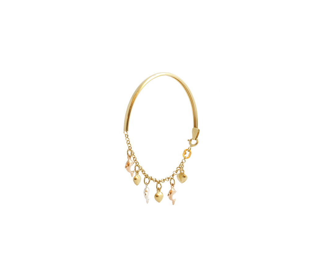 Bracelete + elo portugues pingentes 6,05g ouro amarelo 18k750