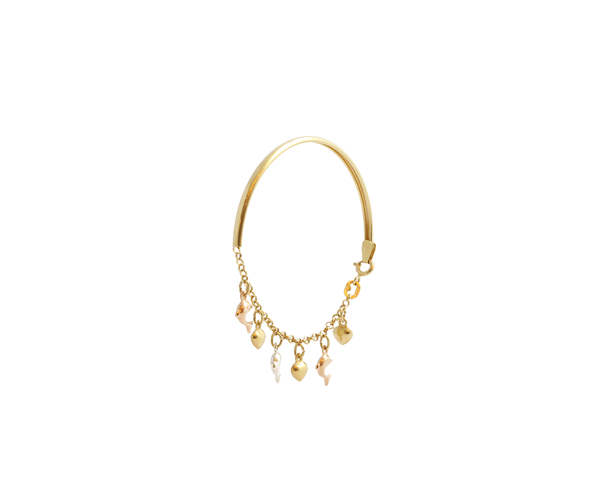Bracelete + elo portugues pingentes 6,05g ouro amarelo 18k750