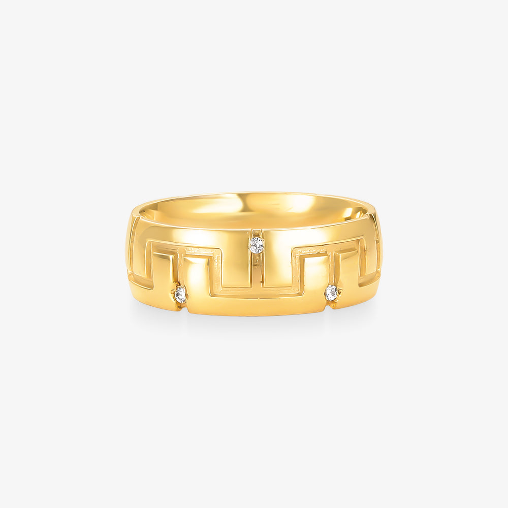 Aliança Luna Comfort com Pedras  em Ouro Amarelo 18K, 6,80mm