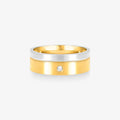 Aliança Amanhecer Comfort Bicolor com Pedras em Ouro 18K, 6,90mm