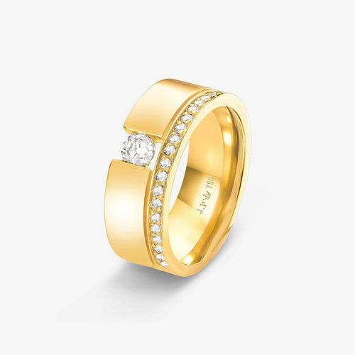 Aliança Destino Comfort com Pedras em Ouro Amarelo 18K, 7mm