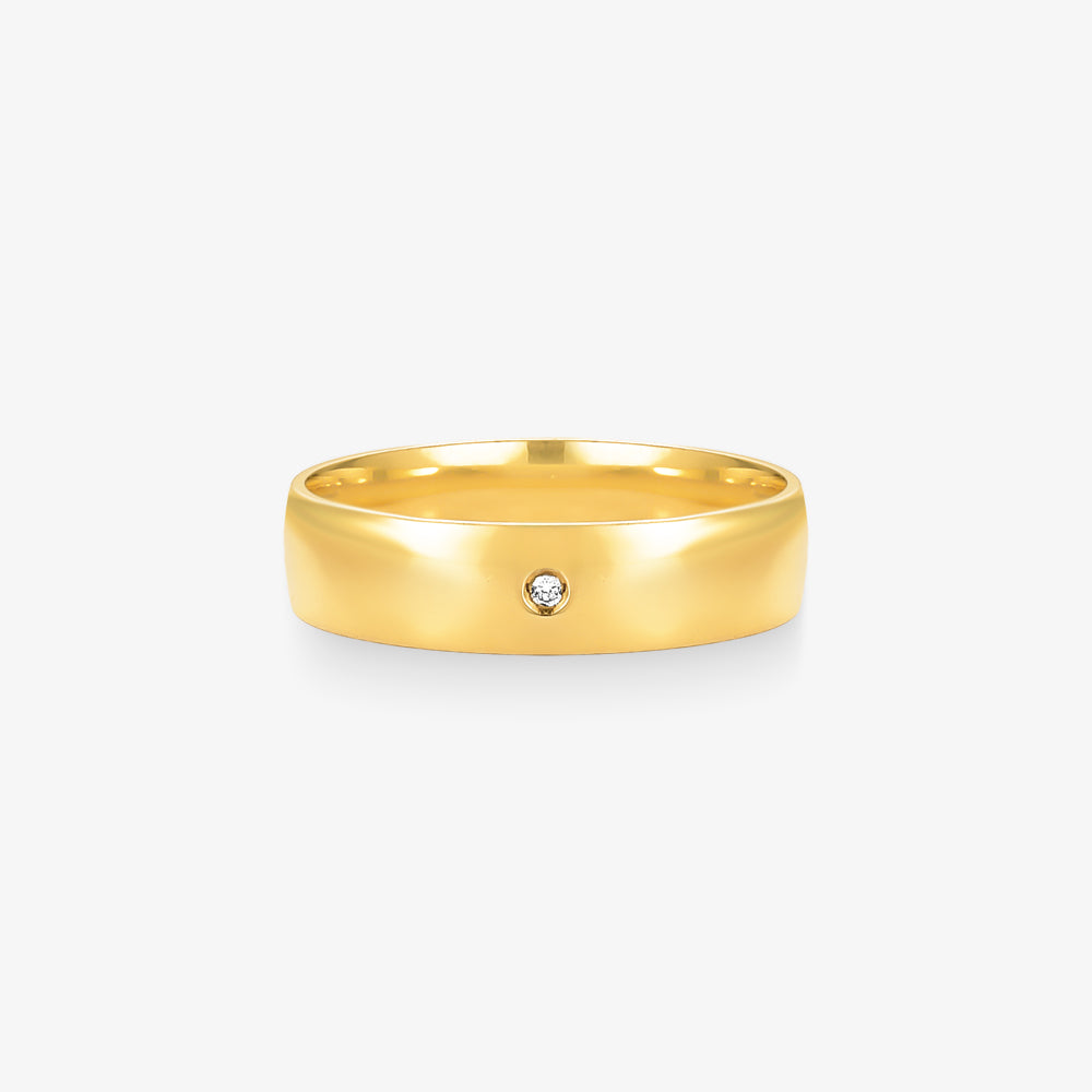 Aliança Star 6mm em Ouro Amarelo 18K com Diamantes