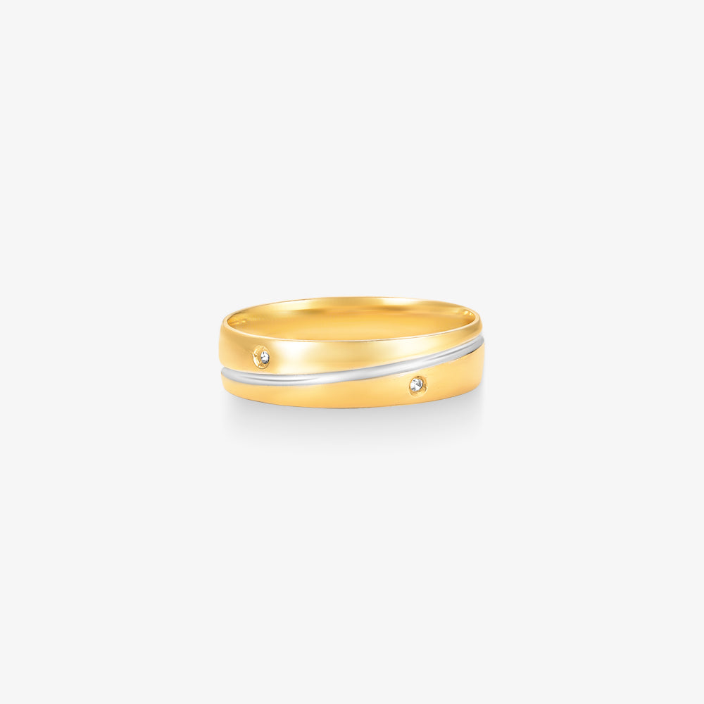 Aliança Aurora Reta com Pedras em Ouro Amarelo 18K, 4,90mm